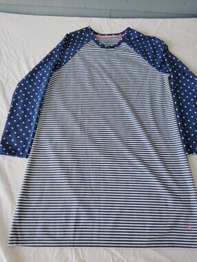 Cuddle Duds Blue &White Stipe With Polkadot Shoulders. M